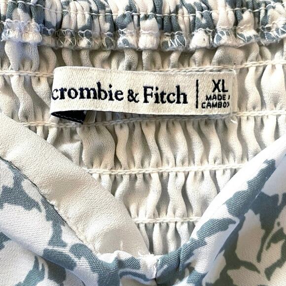 ABERCROMBIE & FITCH Pami Smocked Square Neck Leaf Print Babydoll Mini Dress XL - Picture 7 of 8